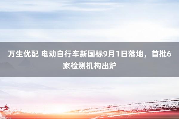 万生优配 电动自行车新国标9月1日落地，首批6家检测机构出炉