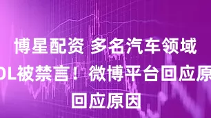 博星配资 多名汽车领域KOL被禁言！微博平台回应原因